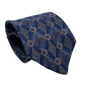 The Arrow Co. Men's 100% Italian Silk Necktie Blue/Red Paisley Floral Tie